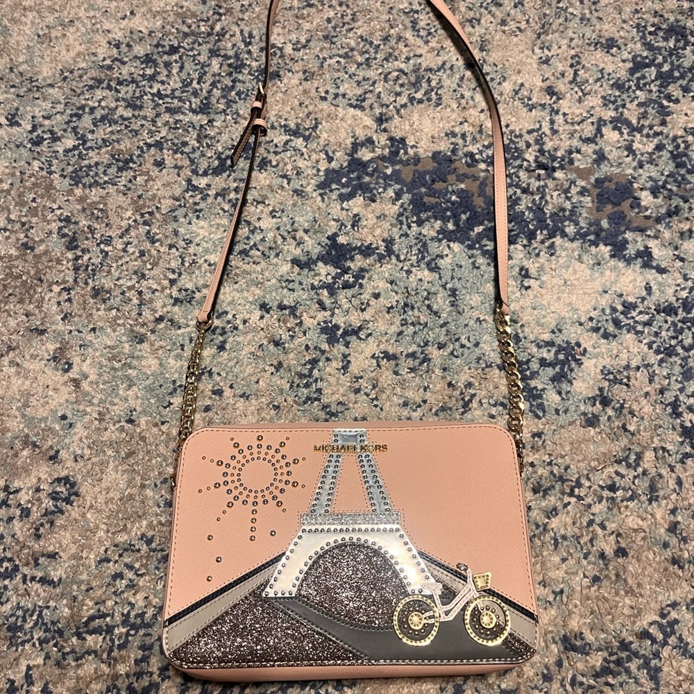 Michael Kors Pink Eiffel Tower Paris Crossbody Purse
